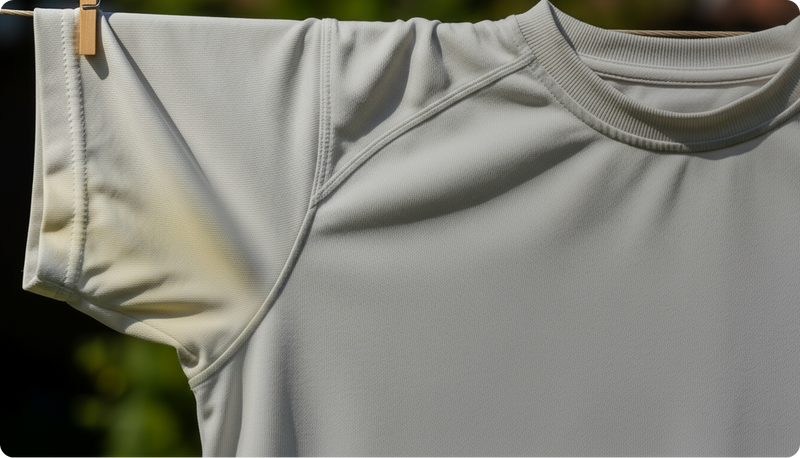 Polyester shirt with sweat stains