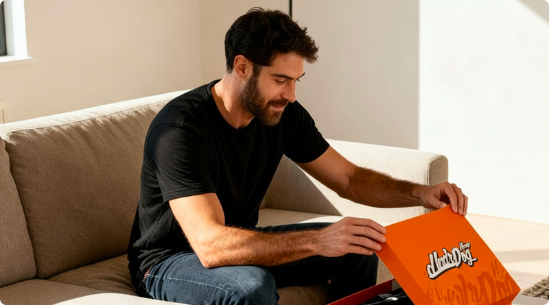 Man with product box